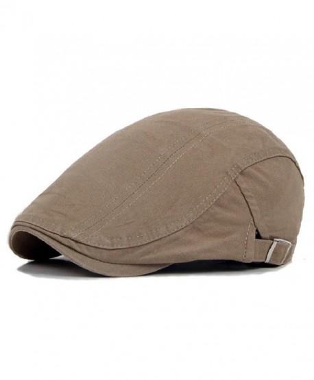 Men Classic Solid Color Cabbie Newsboy Flat Ivy Hat Beret Cap - Light Khaki