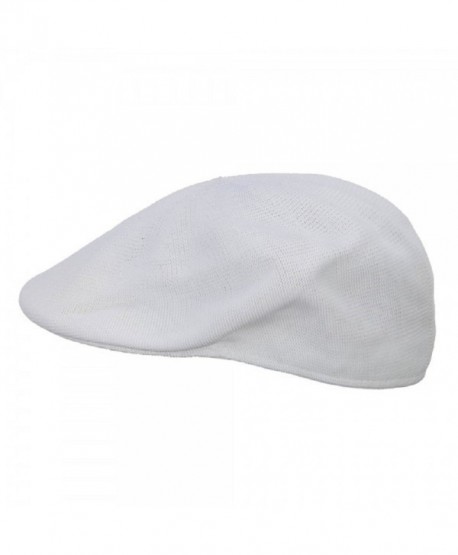 Mens White Knitted Golf Gatsby Ascot Newsboy Cap