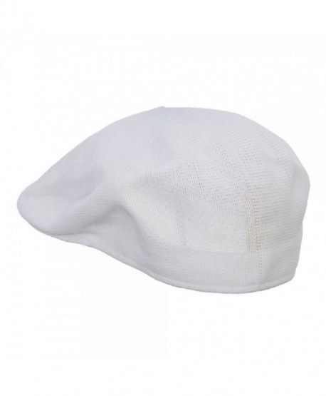 Mens White Knitted Golf Gatsby Ascot Newsboy Cap