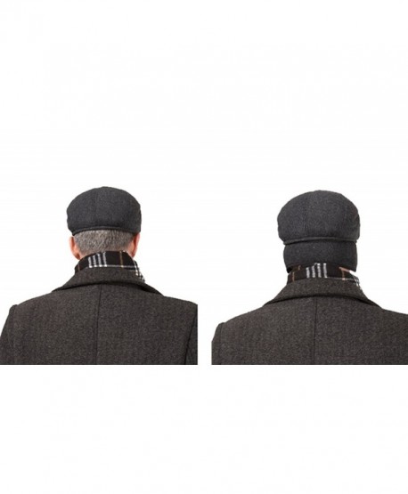 Men Fall Winter Peaked Flat Cap with Earmuffs Grey