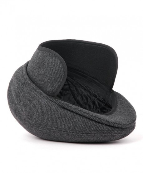 Men Fall Winter Peaked Flat Cap with Earmuffs Grey