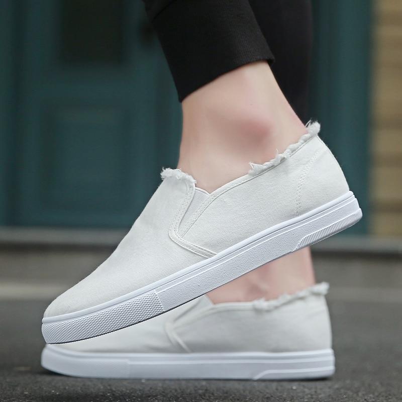 Canvas Shoes Easy Casual White Loafers Menswear