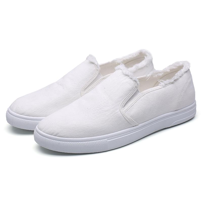 Canvas Shoes Easy Casual White Loafers Menswear