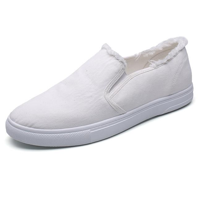 Canvas Shoes Easy Casual White Loafers Menswear