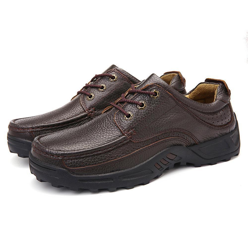 Large Size Men Genuine Leather Comfortable Lace Up Business Casual Shoes