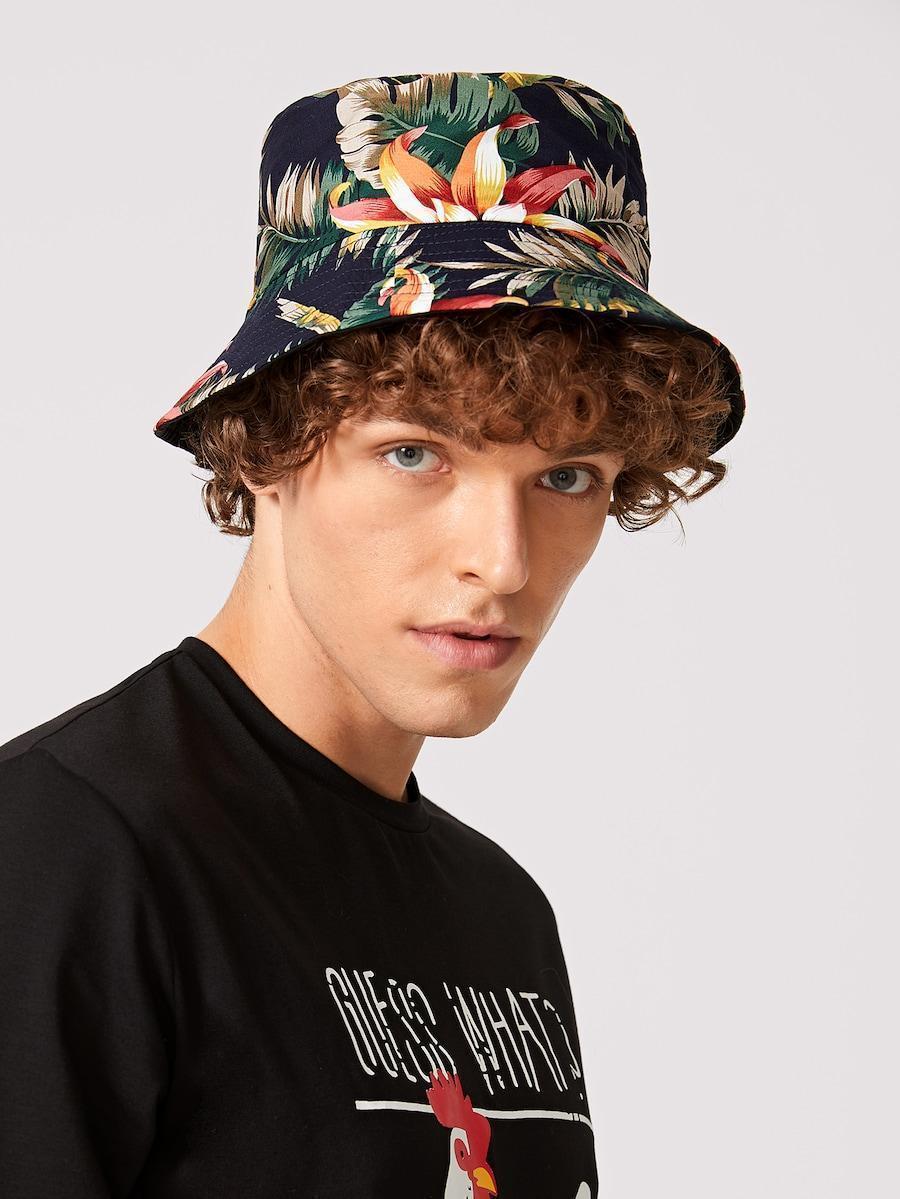 Men Floral Pattern Bucket Hat