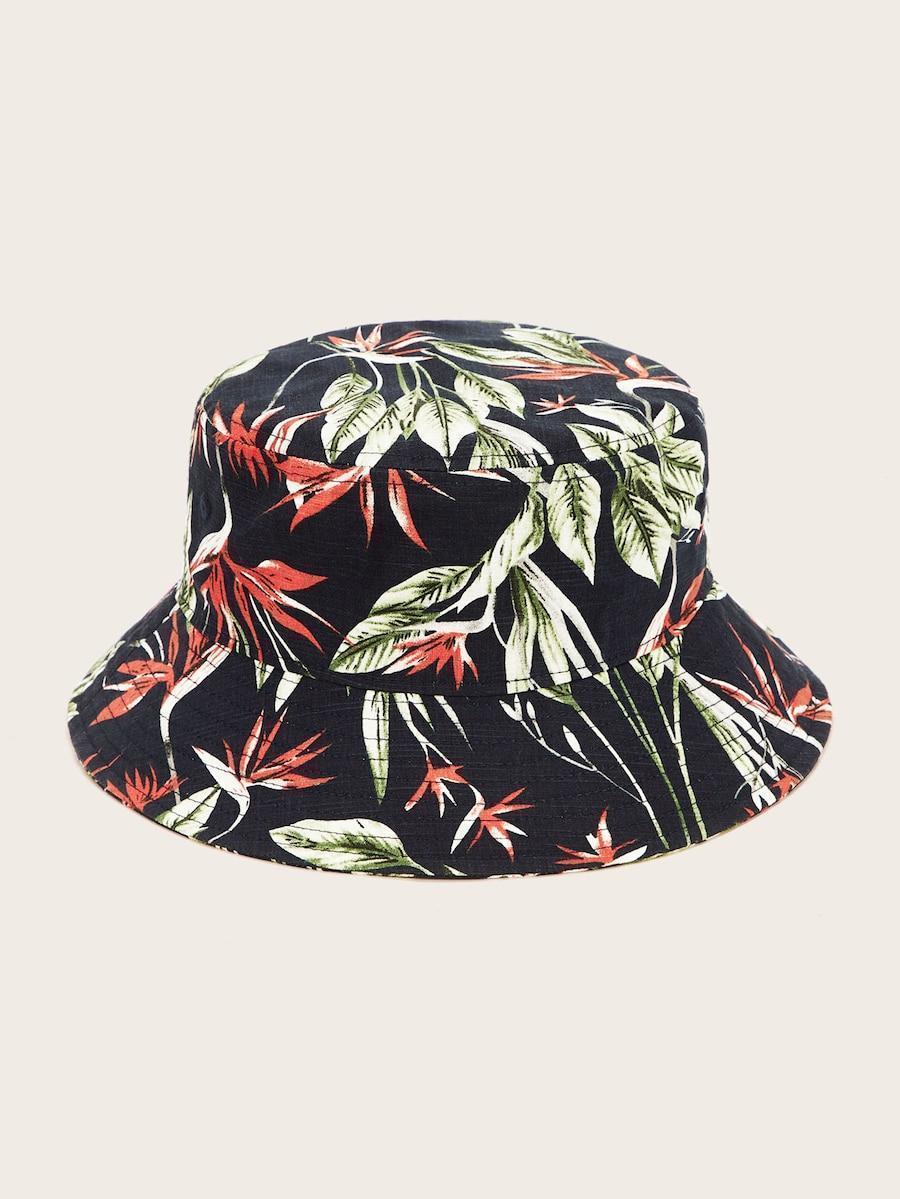 Men Leaf Pattern Bucket Hat