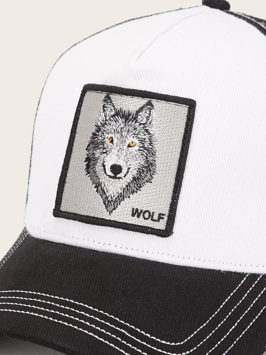 Men Wolf Pattern Mesh Baseball Cap