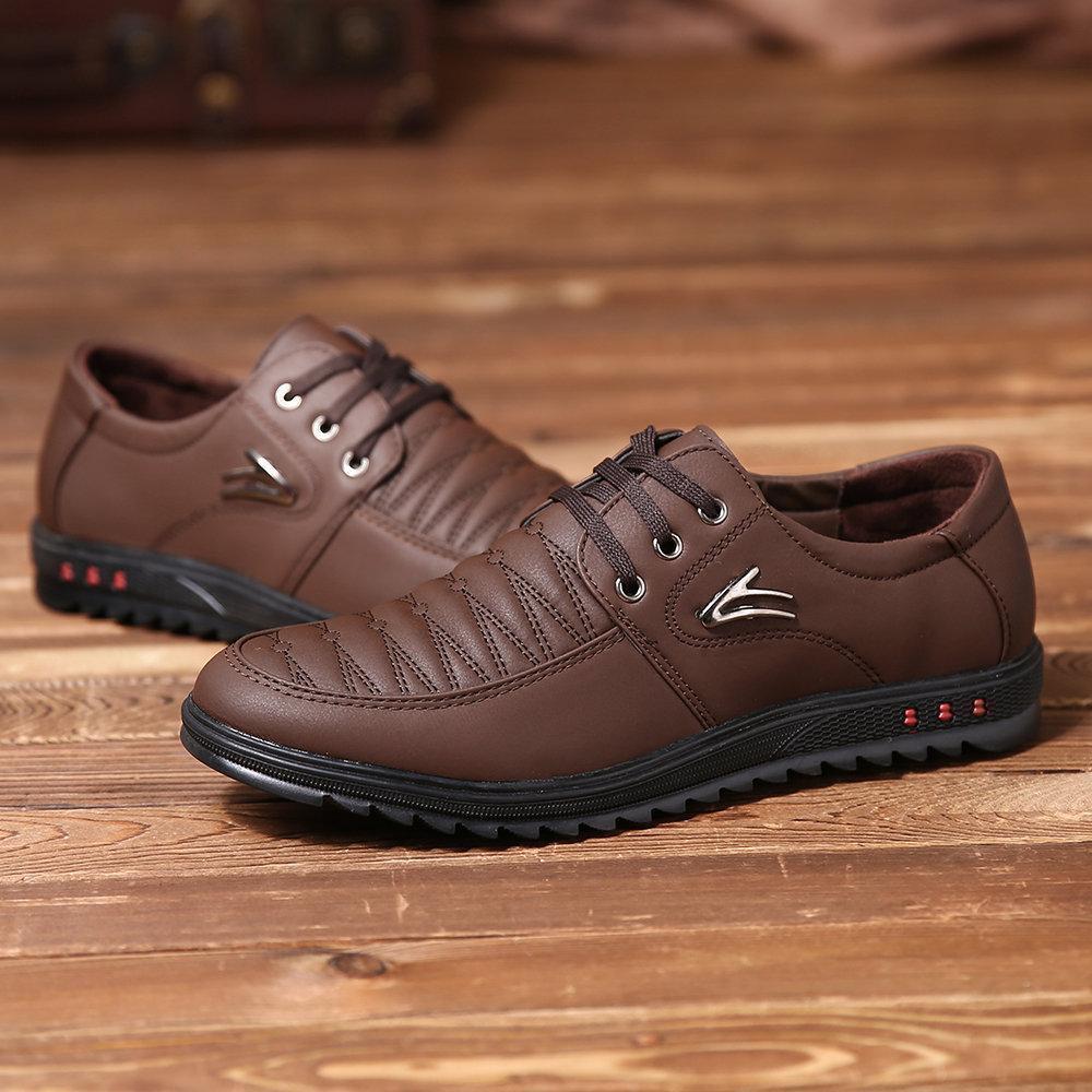 Men Microfiber Leather Lace Up Soft Casual Driving Shoes