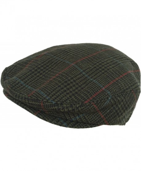 Plaid Wool Blend Ivy Scally Cap Houndstooth Driver Hat Newsboy Flat - Green