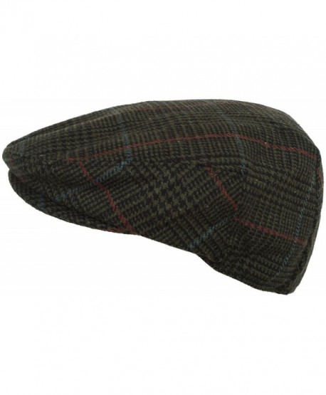 Plaid Wool Blend Ivy Scally Cap Houndstooth Driver Hat Newsboy Flat - Green