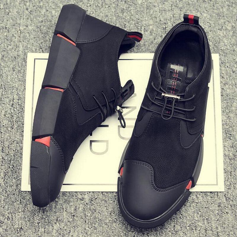 High quality all Black Men's leather casual shoes