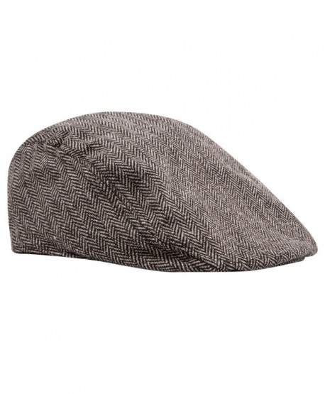 Men's Big and Tall IVY Cap Tweed Herringbone newsboy In Black and Beige - Tweed Camel