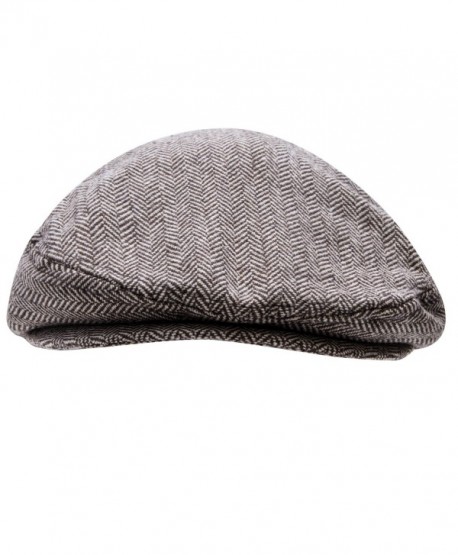 Men's Big and Tall IVY Cap Tweed Herringbone newsboy In Black and Beige - Tweed Camel