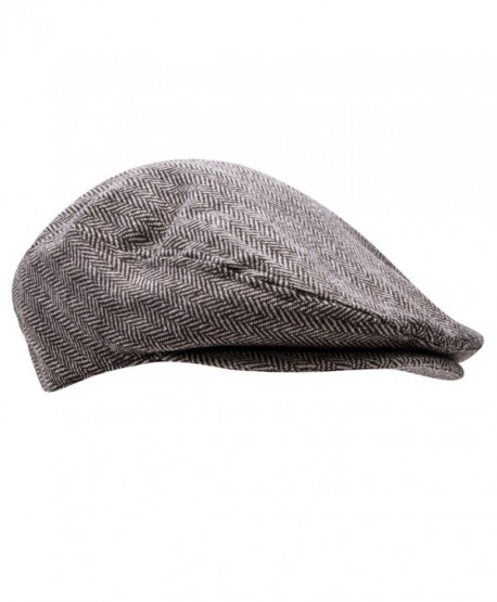 Men's Big and Tall IVY Cap Tweed Herringbone newsboy In Black and Beige - Tweed Camel