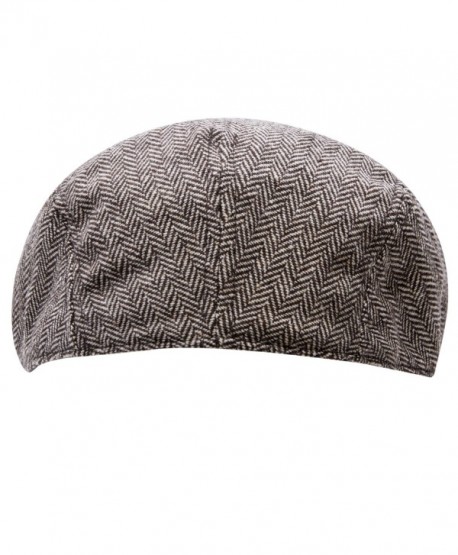 Men's Big and Tall IVY Cap Tweed Herringbone newsboy In Black and Beige - Tweed Camel