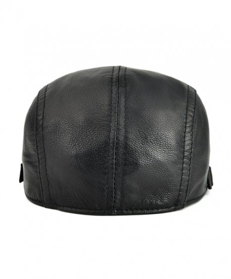 Men Women Adjustable Genuine Leather Ivy Cap Newsboy hat 121 - Black