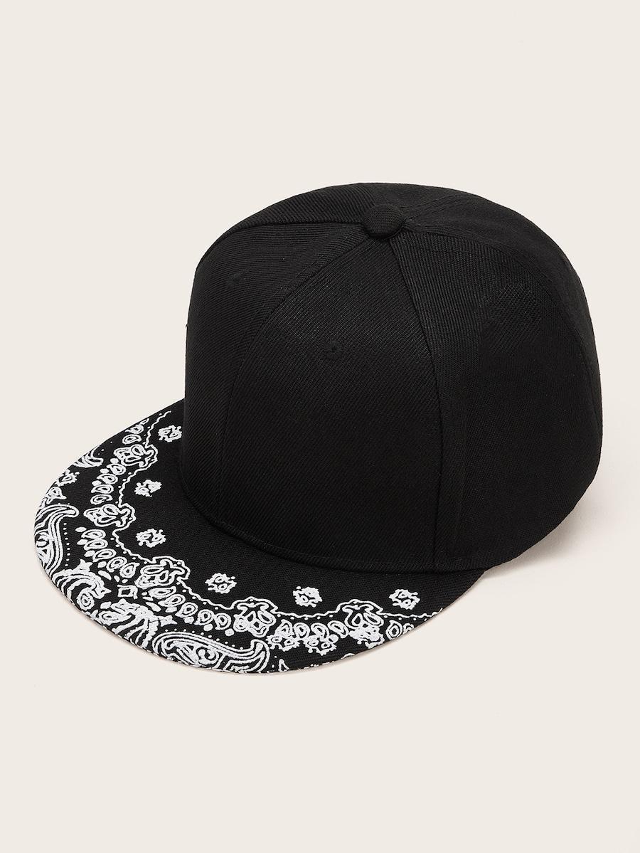 Men Cashew Pattern Snap Cap